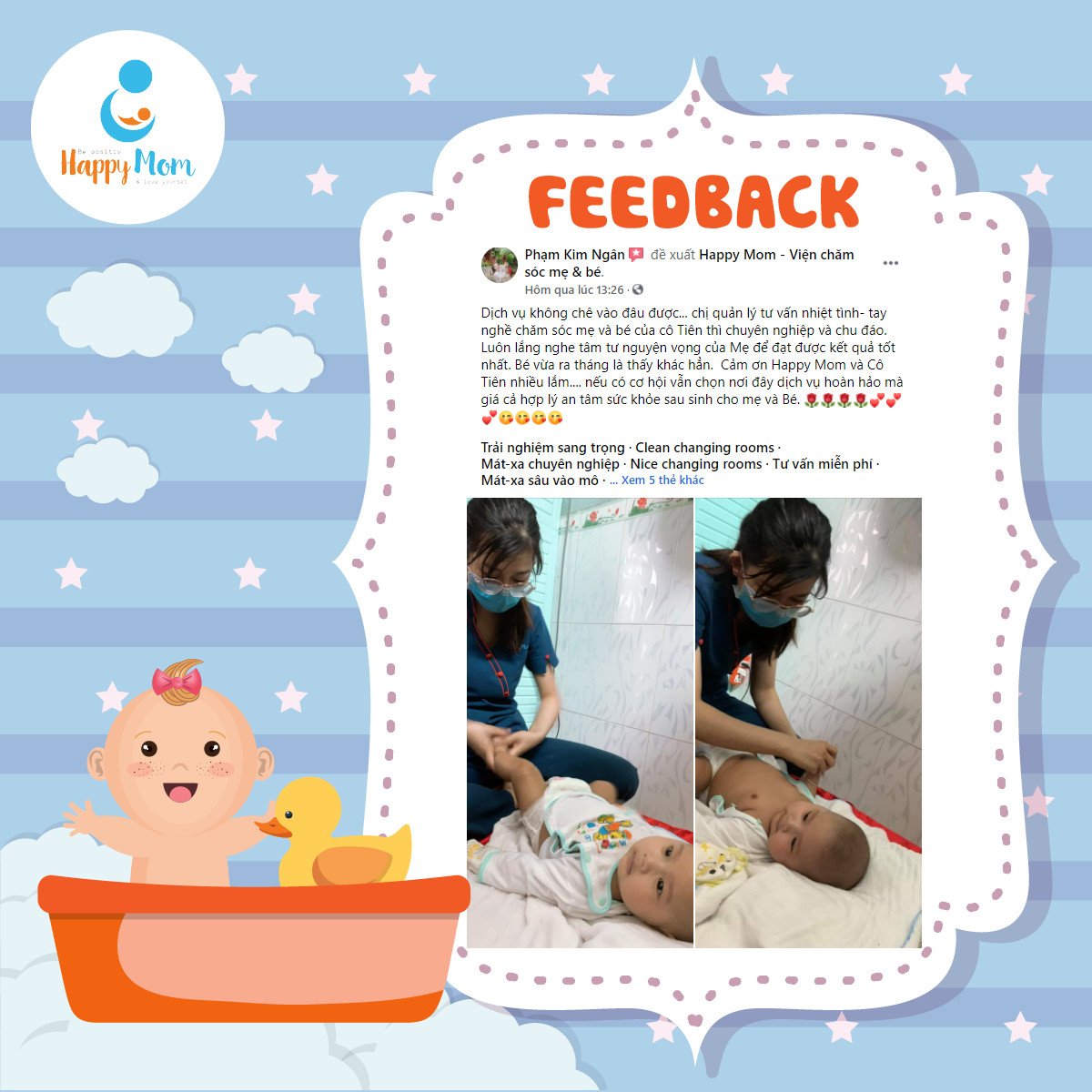 feedback dịch vụ điều dưỡng tắm bé sơ sinh tại nhà Đà Nẵng
